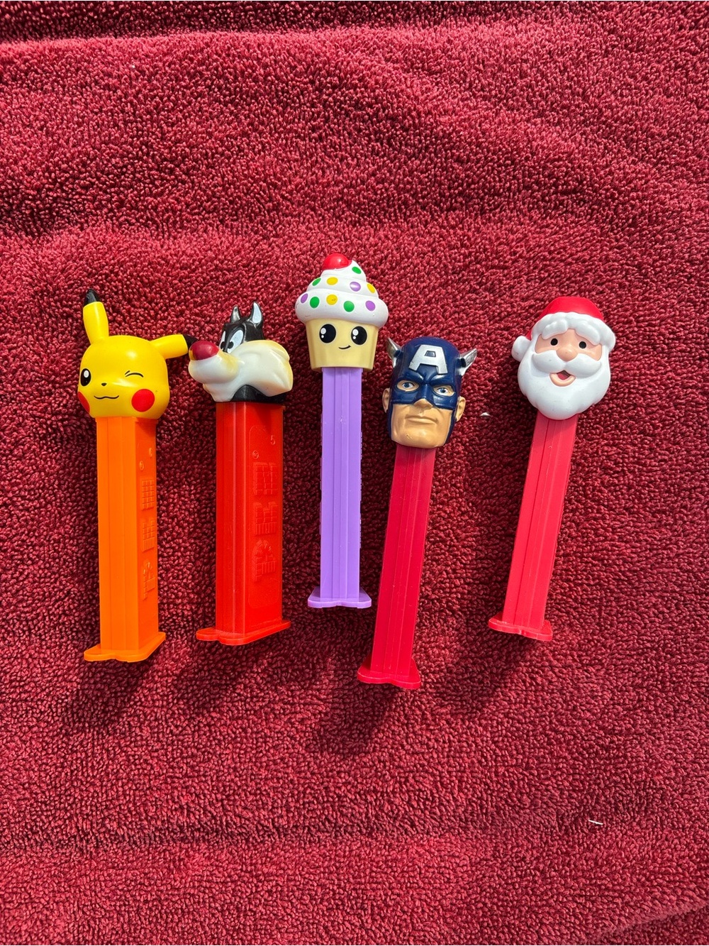 Misc Character PEZ Dispensers Sylvester Cat, Pikachu, Santa, Captain America
